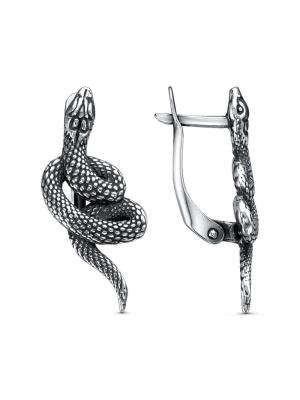 Серьги бижутерия, покрытие - серебрение с оксидированием, без вставок