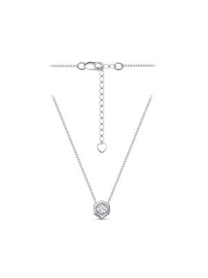 Колье серебро 925 пробы, покрытие - родирование, вставка - фианит (недрагоценный камень)