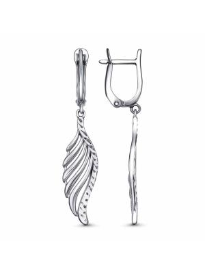 Серьги серебро 925 пробы, покрытие - оксидирование, отделка - алмазная грань, без вставок