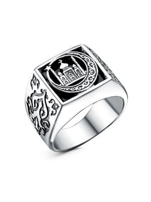 Кольцо бижутерия, покрытие - серебрение с оксидированием, вставка - стекло ювелирное собственной огранки