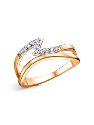 Кольцо серебро 925 пробы, покрытие - золочение, выборочное родирование, вставка - фианит (недрагоценный камень)