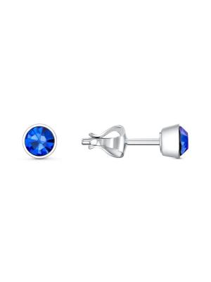 Серьги бижутерия, покрытие - серебрение, вставка - стекло ювелирное preciosa