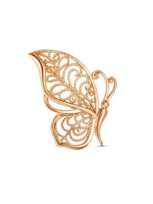 Брошь бижутерия, покрытие - золочение, без вставок