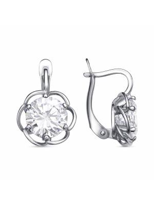 Серьги серебро 925 пробы, покрытие - платинирование, вставка - фианит (недрагоценный камень)