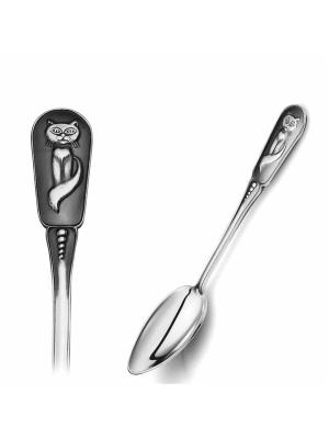 Ложка чайная «кошка» серебро 925 пробы, покрытие - оксидирование, без вставок