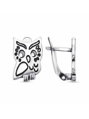 Серьги бижутерия, покрытие - серебрение с оксидированием, без вставок