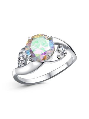 Кольцо бижутерия, покрытие - платинирование, вставка - стекло ювелирное preciosa, фианит (недрагоценный камень)