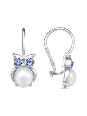 Серьги серебро 925 пробы, без покрытия, вставка - имитация жемчуга, стекло ювелирное preciosa