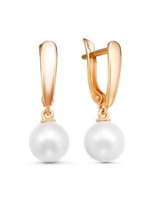 Серьги серебро 925 пробы, покрытие - золочение, вставка - имитация жемчуга