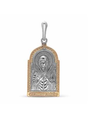 Подвеска серебро 925 пробы, покрытие - оксидирование, выборочное золочение, без вставок