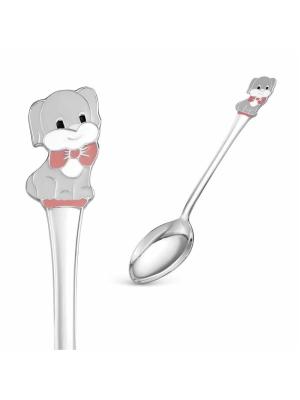 Ложка чайная "собачка" серебро 925 пробы, без покрытия, отделка - эмаль, без вставок