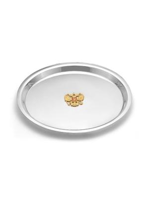 Поднос с гербом россии серебро 925 пробы, покрытие - выборочное золочение, отделка - эмаль, без вставок