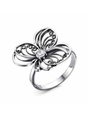 Кольцо серебро 925 пробы, покрытие - оксидирование, вставка - фианит (недрагоценный камень)