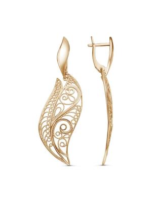 Серьги бижутерия, покрытие - золочение, без вставок