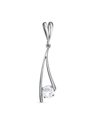 Подвеска серебро 925 пробы, покрытие - платинирование, вставка - фианит (недрагоценный камень)