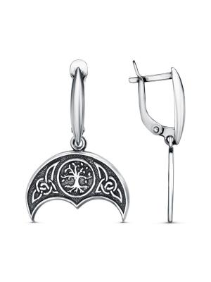 Серьги бижутерия, покрытие - серебрение с оксидированием, без вставок