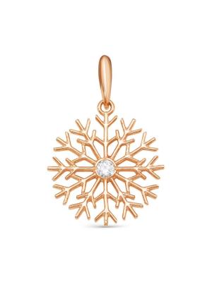 Подвеска серебро 925 пробы, покрытие - золочение, вставка - фианит (недрагоценный камень)