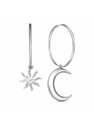 Серьги серебро 925 пробы, покрытие - платинирование, без вставок