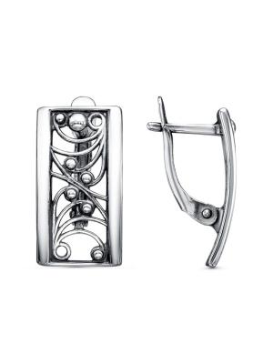 Серьги серебро 925 пробы, покрытие - оксидирование, без вставок