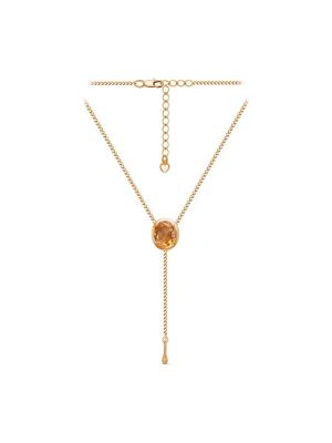 Колье бижутерия, покрытие - золочение, вставка - искусственный султанит