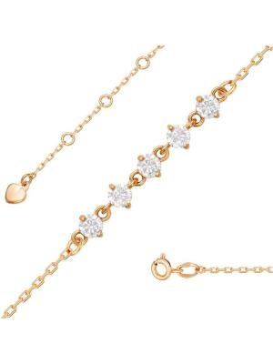 Браслет серебро 925 пробы, покрытие - золочение, вставка - фианит (недрагоценный камень)