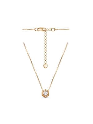 Колье серебро 925 пробы, покрытие - золочение, вставка - фианит (недрагоценный камень)