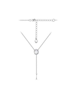 Колье серебро 925 пробы, покрытие - родирование, вставка - фианит (недрагоценный камень)