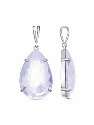 Подвеска бижутерия, покрытие - платинирование, вставка - стекло ювелирное собственной огранки