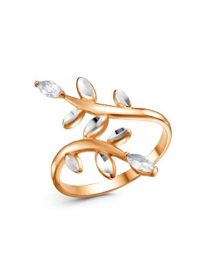 Кольцо серебро 925 пробы, покрытие - золочение, отделка - алмазная грань, вставка - фианит (недрагоценный камень)