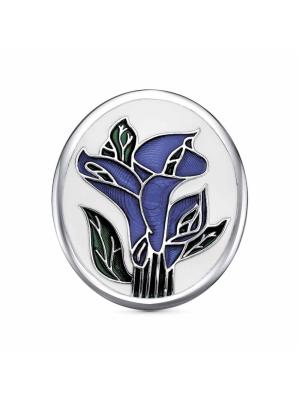 Брошь серебро 925 пробы, покрытие - платинирование, отделка - эмаль, без вставок