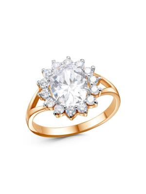 Кольцо серебро 925 пробы, покрытие - золочение, выборочное родирование, вставка - фианит (недрагоценный камень)