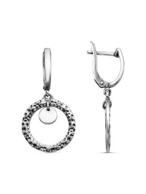 Серьги бижутерия, покрытие - серебрение с оксидированием, без вставок