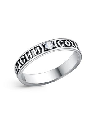 Кольцо бижутерия, покрытие - серебрение с оксидированием, вставка - фианит (недрагоценный камень)