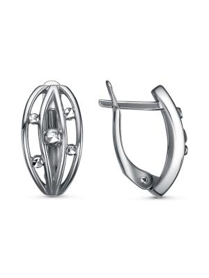 Серьги бижутерия, покрытие - серебрение с оксидированием, отделка - алмазная грань, без вставок