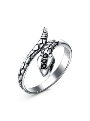 Кольцо серебро 925 пробы, покрытие - оксидирование, вставка - фианит (недрагоценный камень)