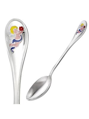 Ложка чайная "ангел" серебро 925 пробы, без покрытия, отделка - эмаль, без вставок