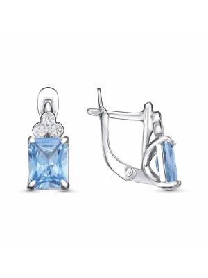 Серьги серебро 925 пробы, покрытие - платинирование, вставка - фианит (недрагоценный камень)