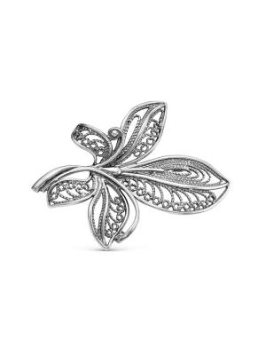 Брошь серебро 925 пробы, покрытие - оксидирование, без вставок