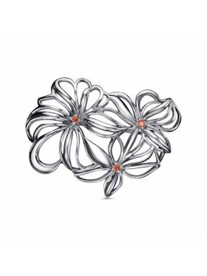 Брошь бижутерия, покрытие - серебрение с оксидированием, вставка - фианит (недрагоценный камень)