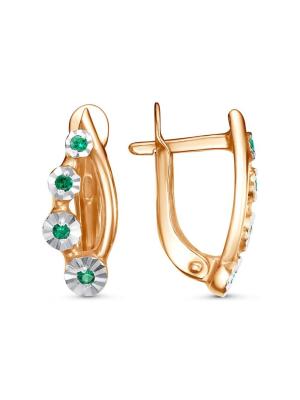 Серьги серебро 925 пробы, покрытие - золочение, отделка - алмазная грань, вставка - искусственная шпинель