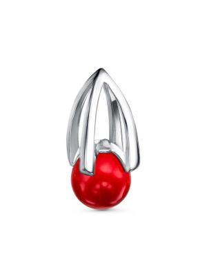 Подвеска бижутерия, покрытие - платинирование, вставка - имитация жемчуга