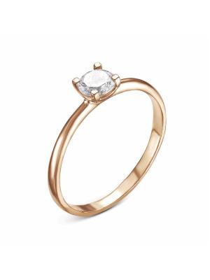 Кольцо серебро 925 пробы, покрытие - золочение, вставка - фианит (недрагоценный камень)