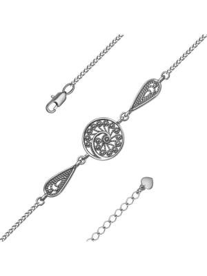 Браслет бижутерия, покрытие - серебрение с оксидированием, без вставок