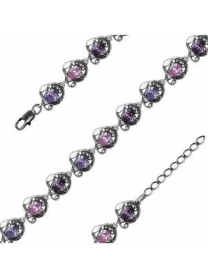 Браслет бижутерия, покрытие - серебрение с оксидированием, вставка - фианит (недрагоценный камень)