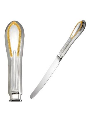 Нож столовый "ампир" серебро 925 пробы, покрытие - выборочное золочение, без вставок