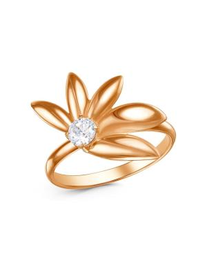 Кольцо бижутерия, покрытие - золочение, вставка - фианит (недрагоценный камень)