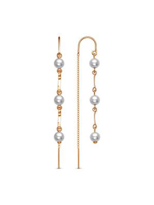 Серьги бижутерия, покрытие - золочение, вставка - имитация жемчуга