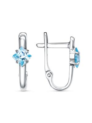 Серьги серебро 925 пробы, покрытие - платинирование, вставка - фианит (недрагоценный камень)