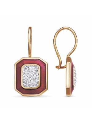 Серьги бижутерия, покрытие - золочение, отделка - эмаль, вставка - стекло ювелирное preciosa