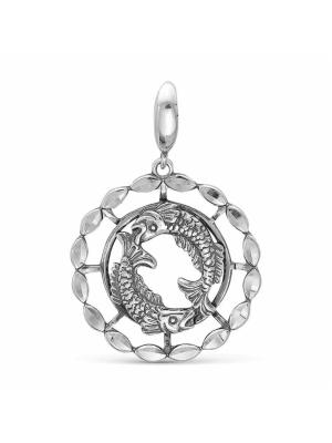 Подвеска "рыбы" серебро 925 пробы, покрытие - оксидирование, отделка - алмазная грань, без вставок